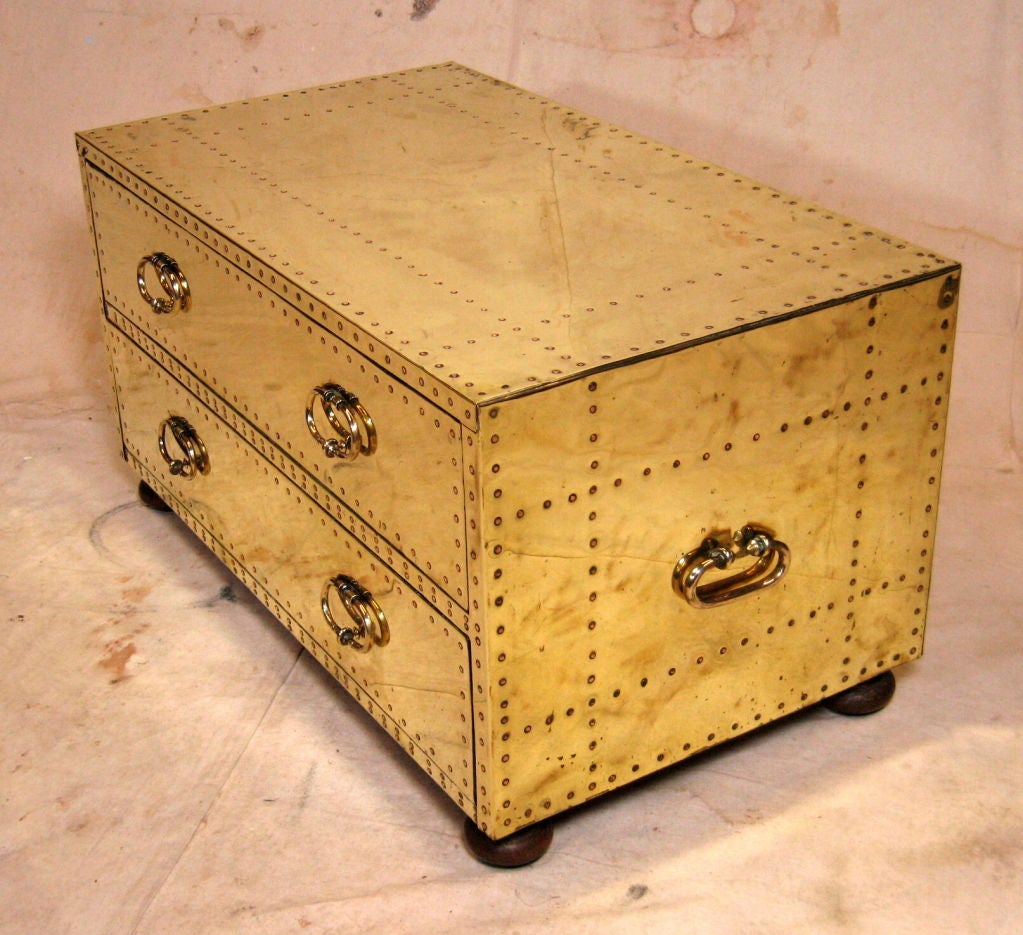 Sarreid Brass Covered Chest of Drawers