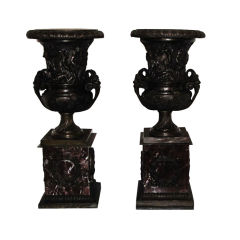 Pair of  20th Century Bronze Urns