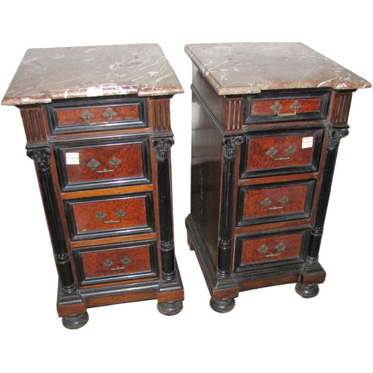 Pair of 19th c. Renaissance Revival Herter Bros. Bedside Tables (A1358