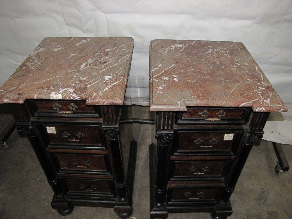 19th Century Pair of 19th c. Renaissance Revival Herter Bros. Bedside Tables (A1358)