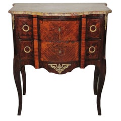 19th Century Louis XV Two Drawer Marble Top Commode