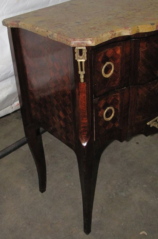 French 19th Century Louis XV Two Drawer Marble Top Commode For Sale