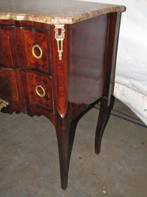 Bronze 19th Century Louis XV Two Drawer Marble Top Commode For Sale