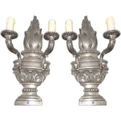 Pair of Silvered Bronze Wall Sconces, M683