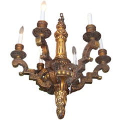 19th c. Italian Carved and Gilt-wood Six-Light Chandelier (A1245)