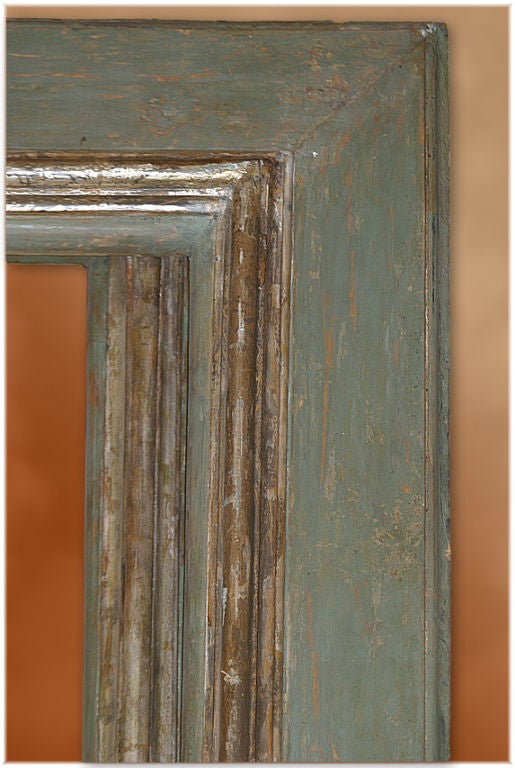 Late 17th century hand-carved and hand-painted Italian Salvator Rosa green and silver Neopolitan door frame, circa 1790.