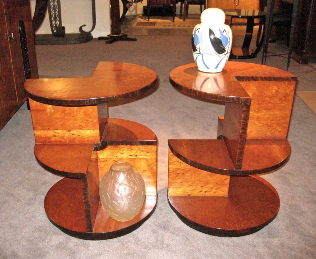 Wood Pair of Modernist Side Tables