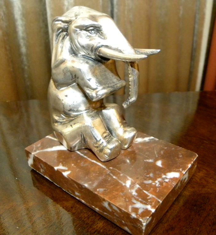 Metal Art Deco Elephant bookends French 1930's