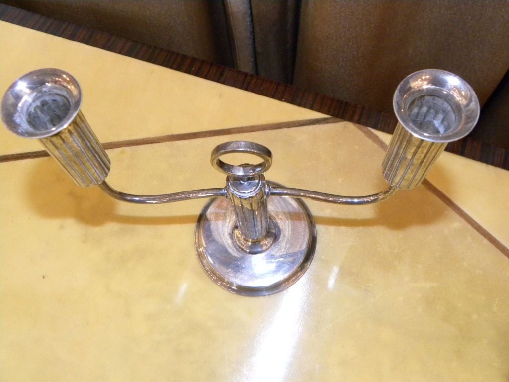 Silver Fluted Art Deco Candlesticks In Good Condition For Sale In Oakland, CA