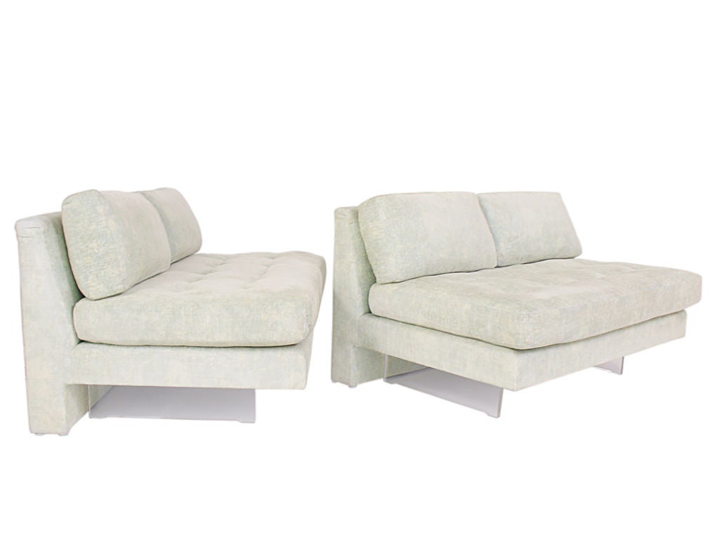 American Vladimir Kagan Omnibus Sofa or Pair of Settees - Lucite Bases