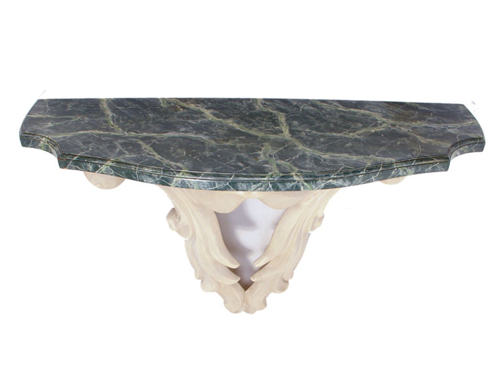 Plaster Mirror and Wall Console Table attributed to Serge Roche