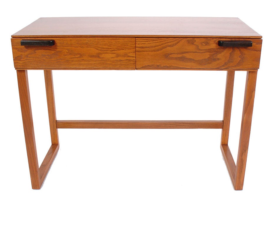 Rare Art Deco Console Table or Desk, designed by Gilbert Rohde for Kroehler, circa 1930s. This is documented as a Rohde design in a period Kroehler brochure. A photocopy of this reference will be included for the purchaser. It is a versatile size