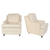 Vintage Pair of 1940
s Club Chairs in Ivory Linen