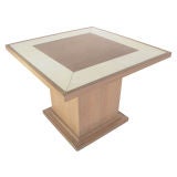 Limed Oak and Inlaid Leather Game Table or Dining Table