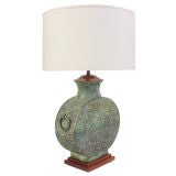 Large Scale Asian Bronze Lamp with Outstanding Patina
