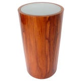 Rosewood and Frosted Glass Lighted Pedestal