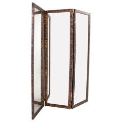 Vintage Faux Tortoise Shell Mirrored Screen - circa 1960's