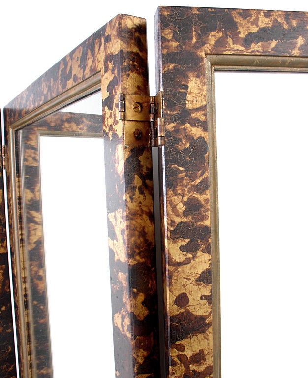 Mid-20th Century Faux Tortoise Shell Mirrored Screen - circa 1960's