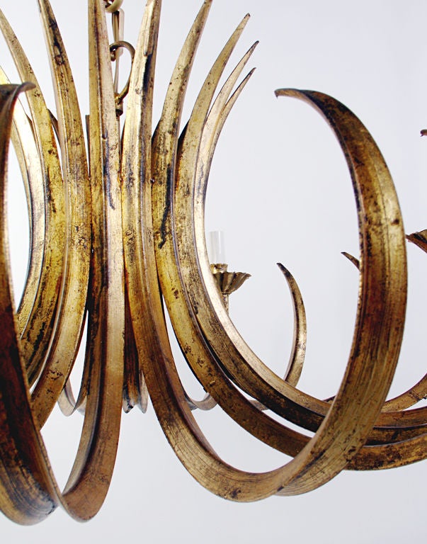 Metal Sculptural Gilt Chandelier - Spanish - circa 1950's