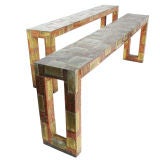 Monumental Patchwork Console Table Attributed To Paul Evans