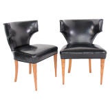 Pair of 1940's Modernage Chairs in Original Black Patent Leather