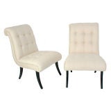 Pair of 1940's Slipper Chairs in Ivory Linen