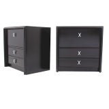 Pair of Paul Frankl Nightstands -Black Lacquer & Nickel Hardware