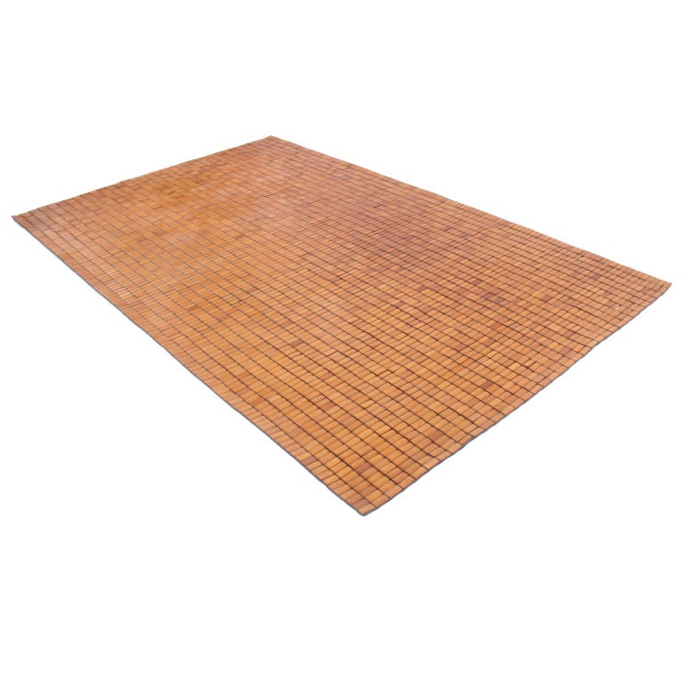 Vintage Bamboo Rug or Tatami Mat, Japanese, circa 1960's. It exhibits a wonderful aged patina and texture. This is a great piece to add the organic look of aged bamboo to any room.