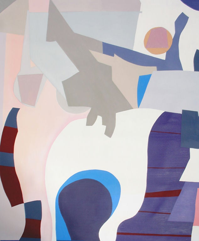 Canvas Large Scale Abstract Modernist Painting - circa 1960's - 7' x 5'