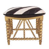 Gilt Stool with Zebra Cushion - Great Patina