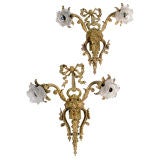Pair of Ornate Gilt Bronze Sconces