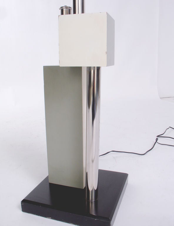 Wood Large Scale Constructivist Lamp - Very Sculptural Form For Sale