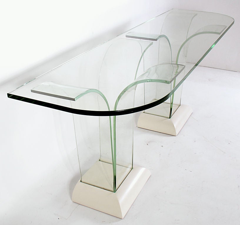 Sculptural Glass Console Table by Modernage - circa 1940's In Good Condition For Sale In Atlanta, GA