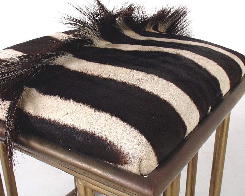 Modernist Brass and Zebra Hide Stool circa 1970's at 1stDibs