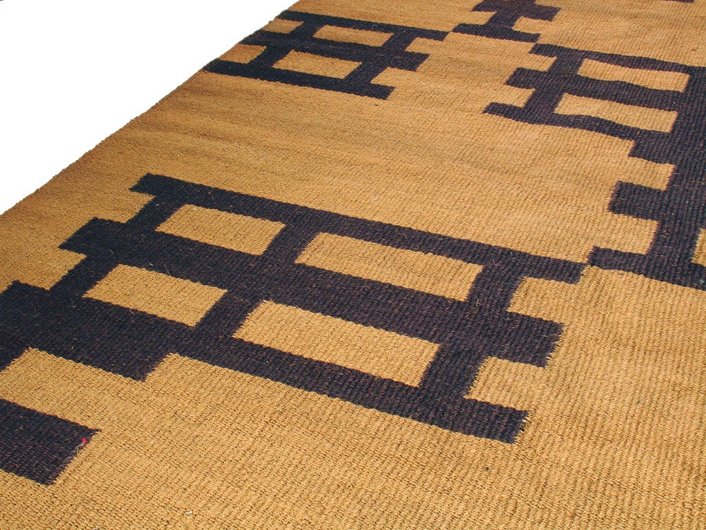 Large Jute Rug with Geometric Design at 1stDibs