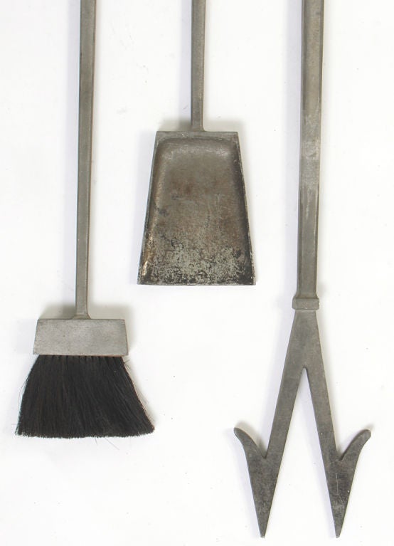 Mid-20th Century Rare Set of Andirons and Fire Tools, designed by Saarinen