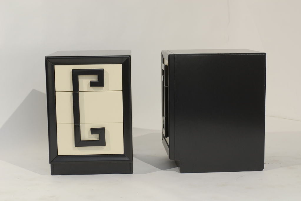 Pair of Greek Key Motif Night Stands or End Tables by Kittinger 1