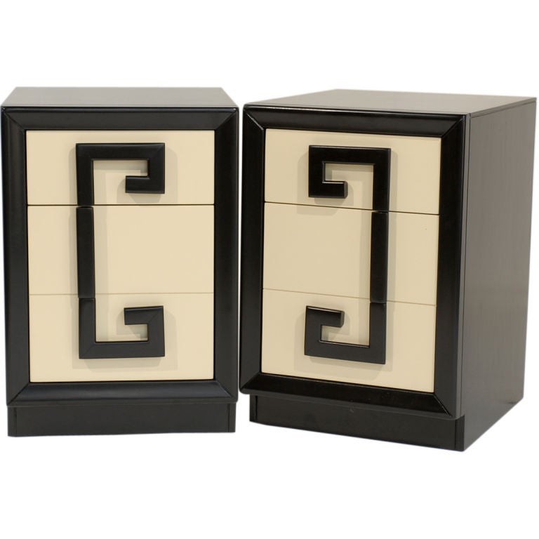 Pair of Greek Key Motif Night Stands or End Tables by Kittinger