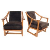 Pair of French 1940's Lounge Chairs in the manner of Andre Arbus