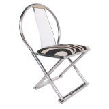 Rare Karl Springer Chair in Chrome, Bronze, Lucite & Zebra Hide