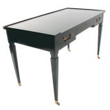 Neoclassical Desk by Baker in Black Lacquer and Brass