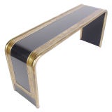 Sleek Black and Brass Console Table by Mastercraft Sleek Black and Brass Console Table by Mastercraft