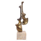 Abstract Bronze Violin Sculpture by Hattakitkosol Somchai