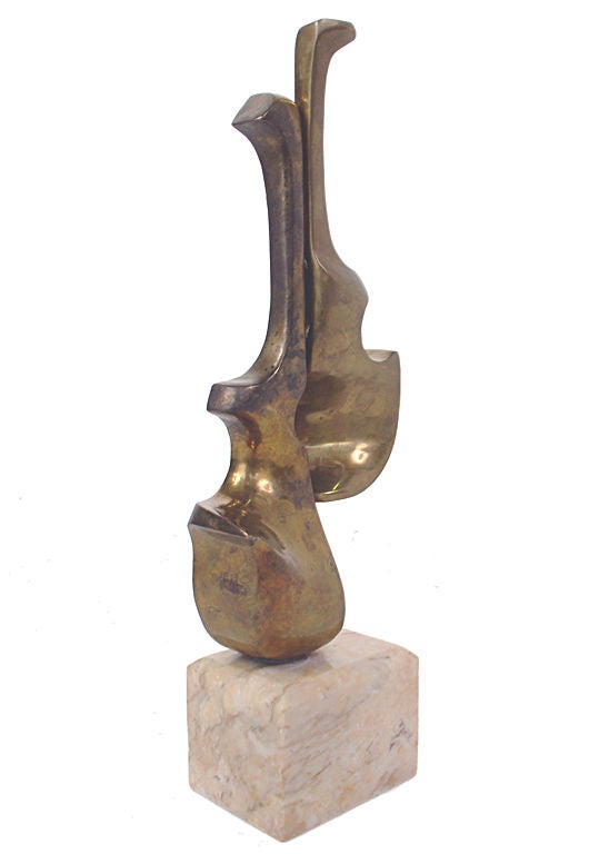 Abstract Bronze Violin Sculpture by Hattakitkosol Somchai