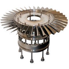 Coffee Table Made from Jet Airplane Engine Turbine