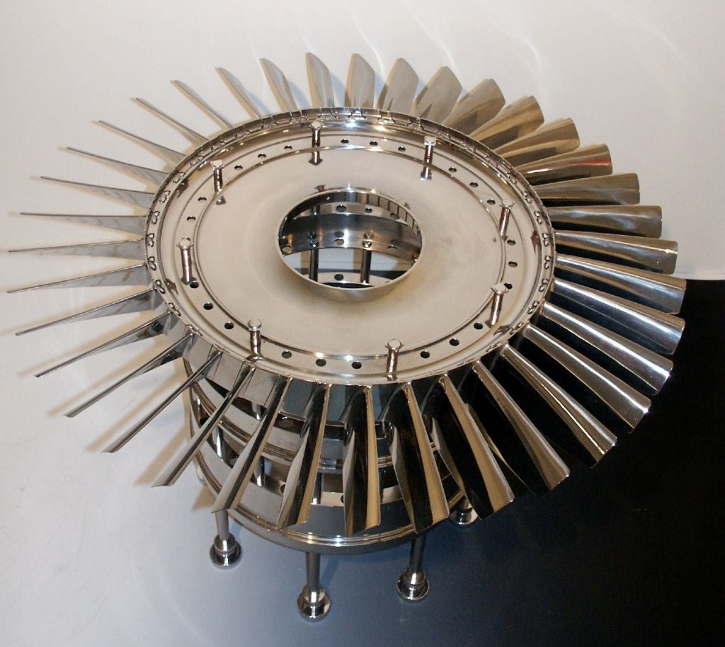 French Coffee Table Made from Jet  Airplane Engine Turbine
