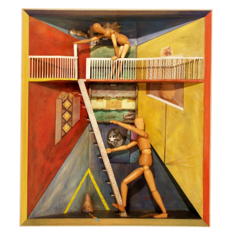 Surreal Modernist 3-D Art Collage Painting