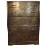 FIVE DRAWER, POLISHED STEEL, TALL CHEST