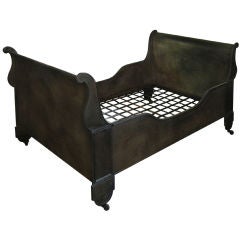 Antique French Cast Iron Sleigh Bed