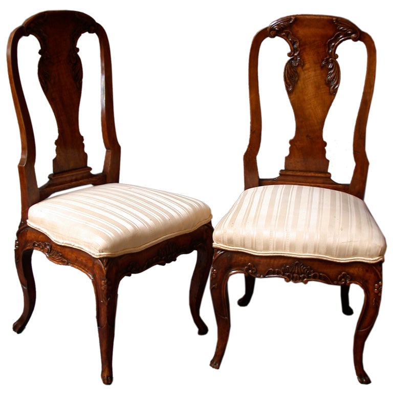 Remarkable  Pair of 18th Century French Canadian Side Chairs.
